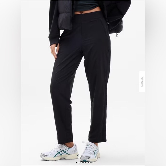 Athleta Brooklyn black ribbed mid rise ankle pants with ribbed side panel, 2 - Picture 2 of 9